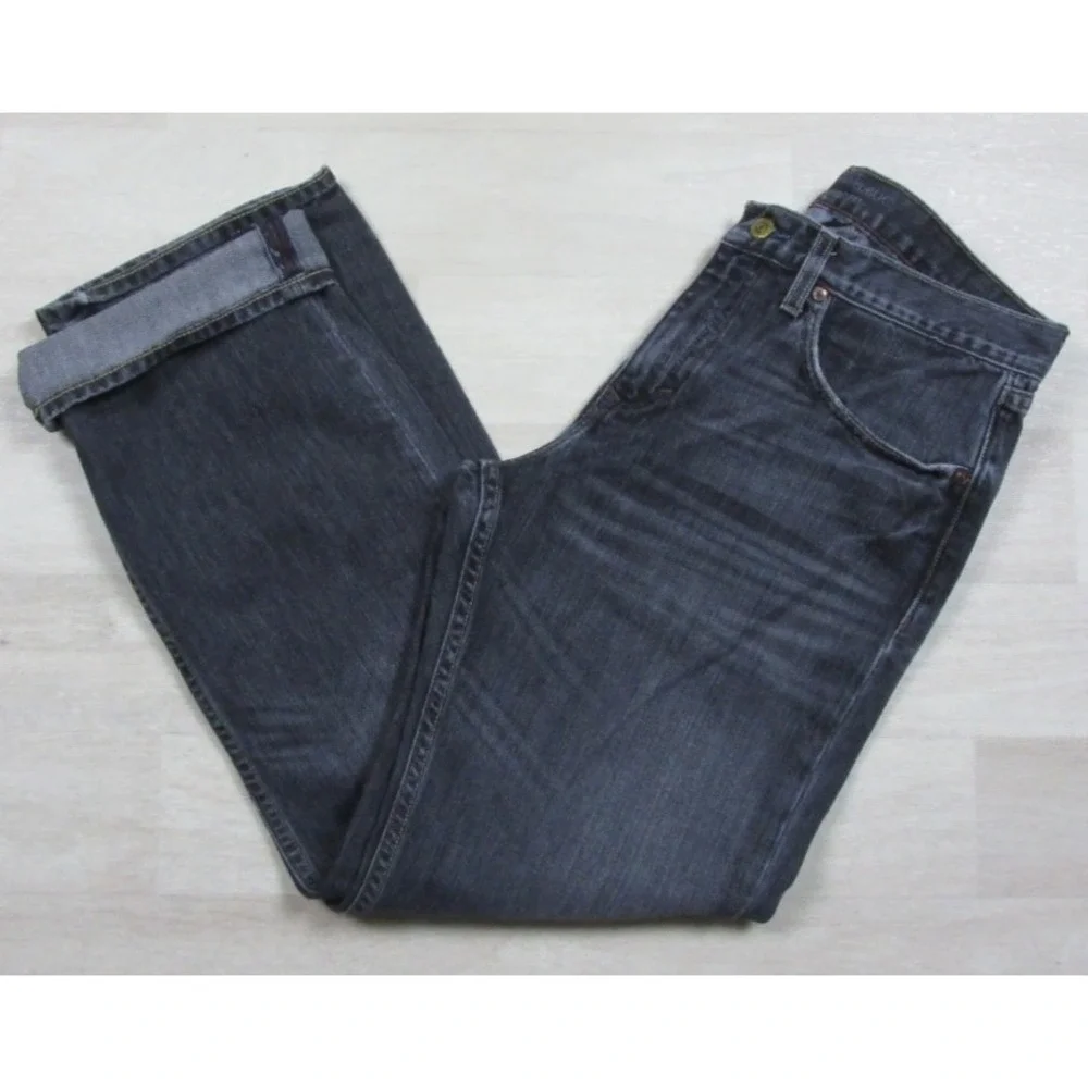 Banana Republic Jeans Men's (31x29.5) Straight Fit Selvedge Denim Charcoal Black